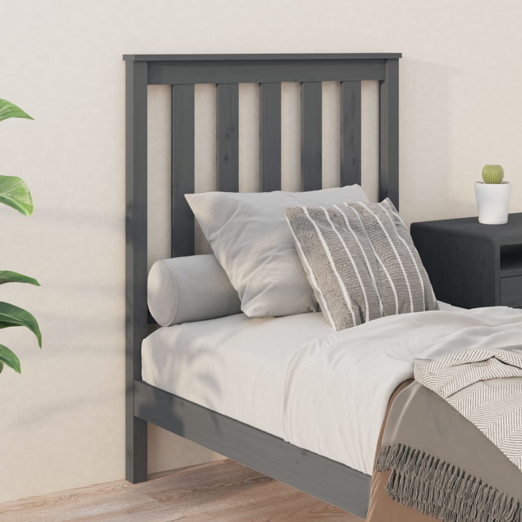 vidaXL Cabecero de cama madera maciza de pino gris 81x6x101 cm