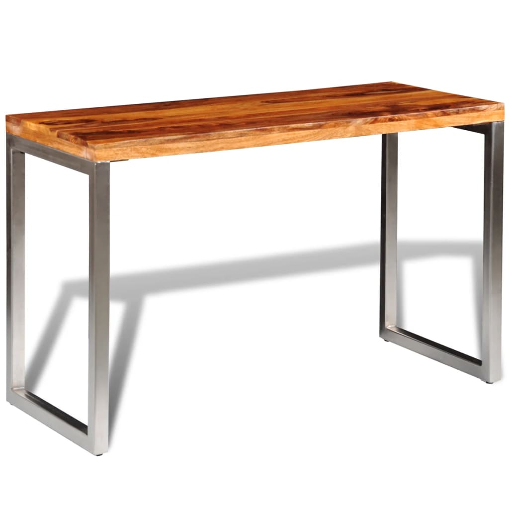 vidaXL Mesa de salón o escritorio madera sheesham con patas de acero