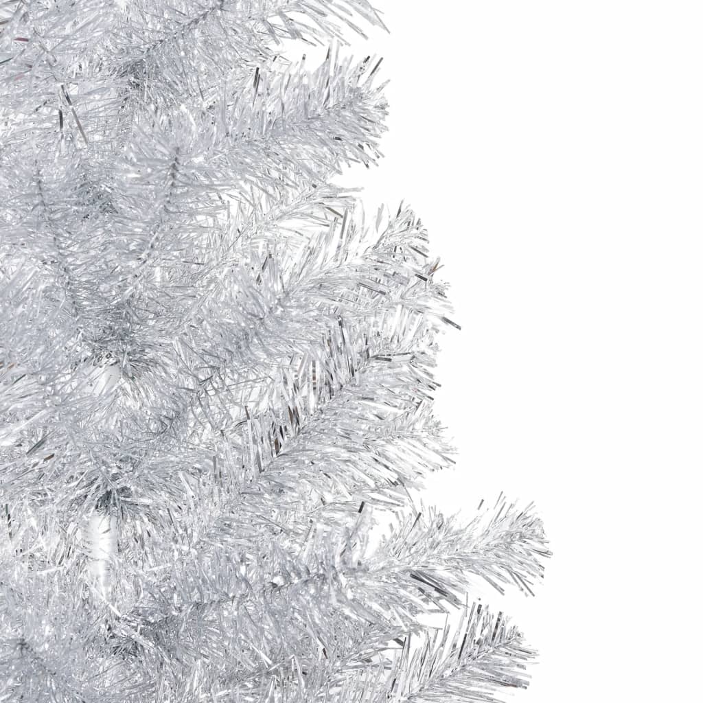 vidaXL Árbol de Navidad preiluminado luces y soporte plateado 180 cm