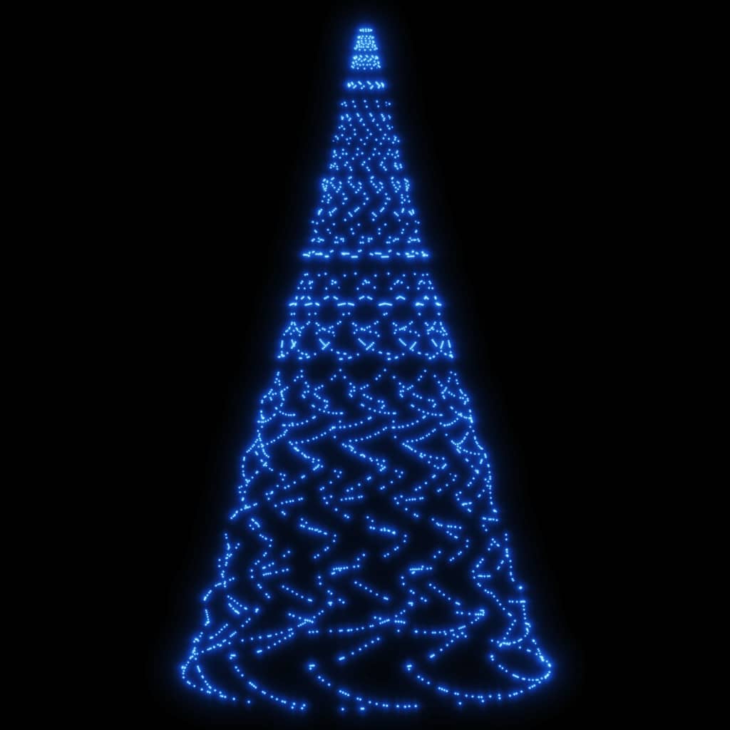 vidaXL Árbol de Navidad en asta de bandera 1400 LED azul 500 cm