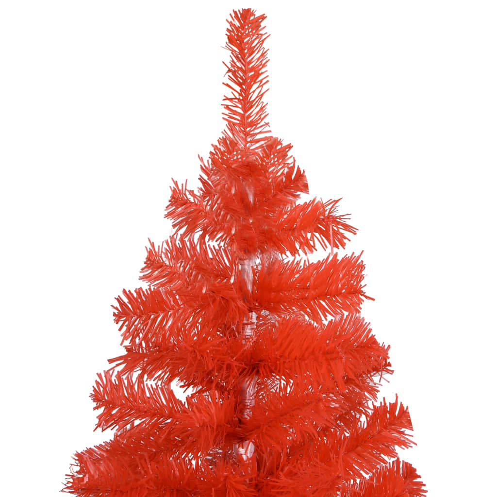 vidaXL Árbol de Navidad preiluminado con luces y bolas rojo 210 cm