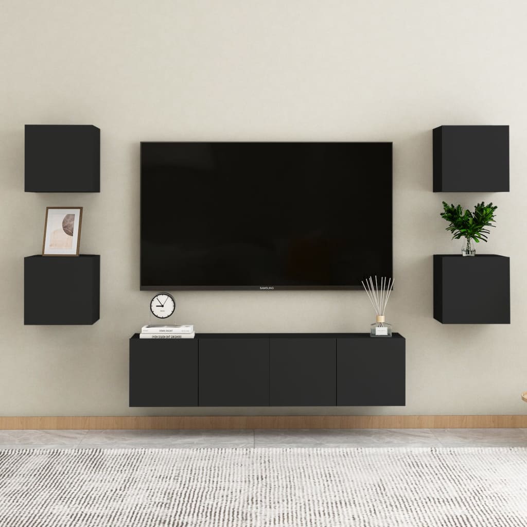 vidaXL Muebles de salón de pared 2 uds negro 30,5x30x30 cm