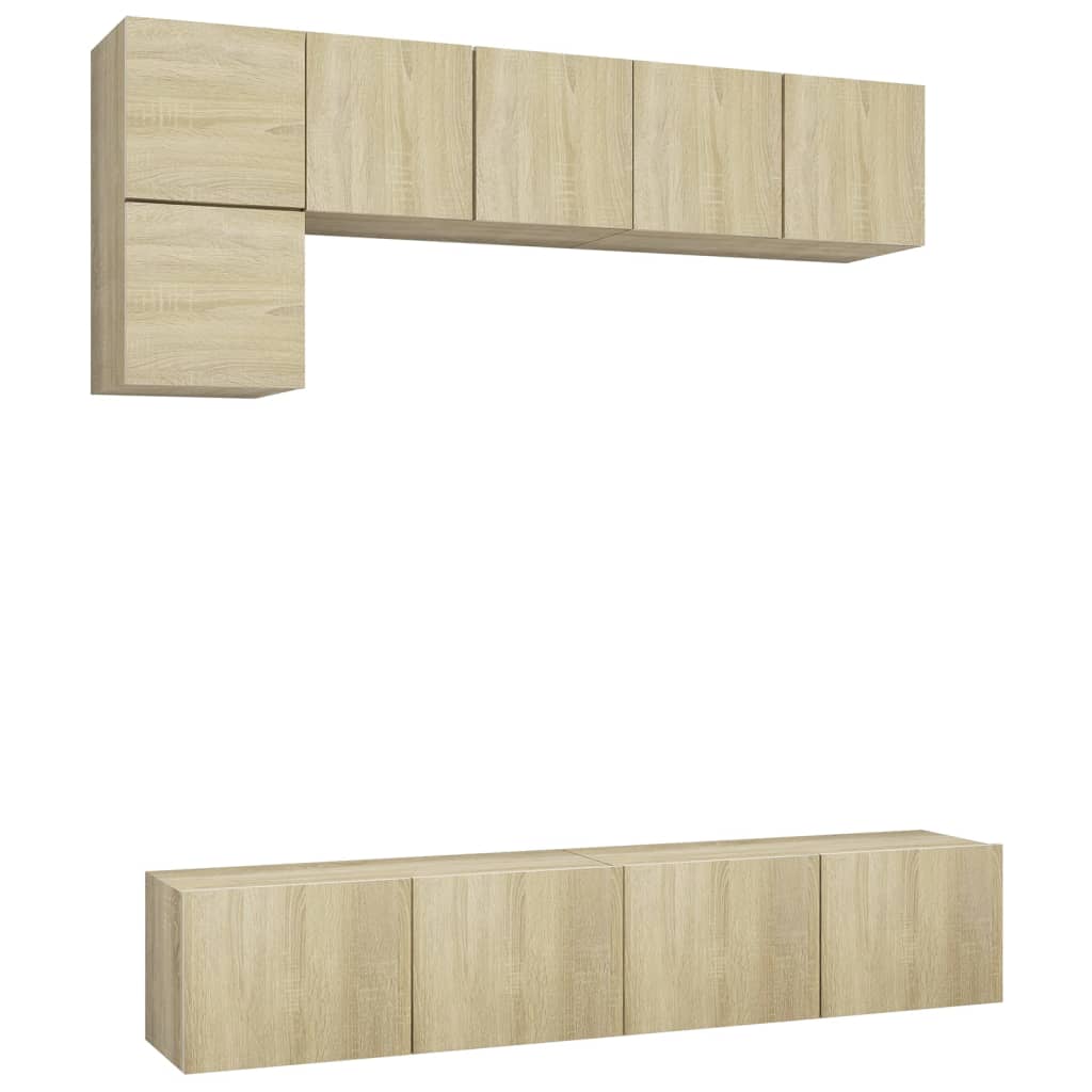 vidaXL Set muebles de salón TV 5 pzas madera ingeniería roble Sonoma