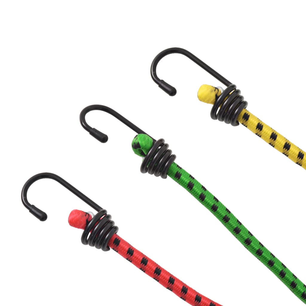 vidaXL 30 Cuerdas elásticas 60/80/100 cm rojo amarillo y verde