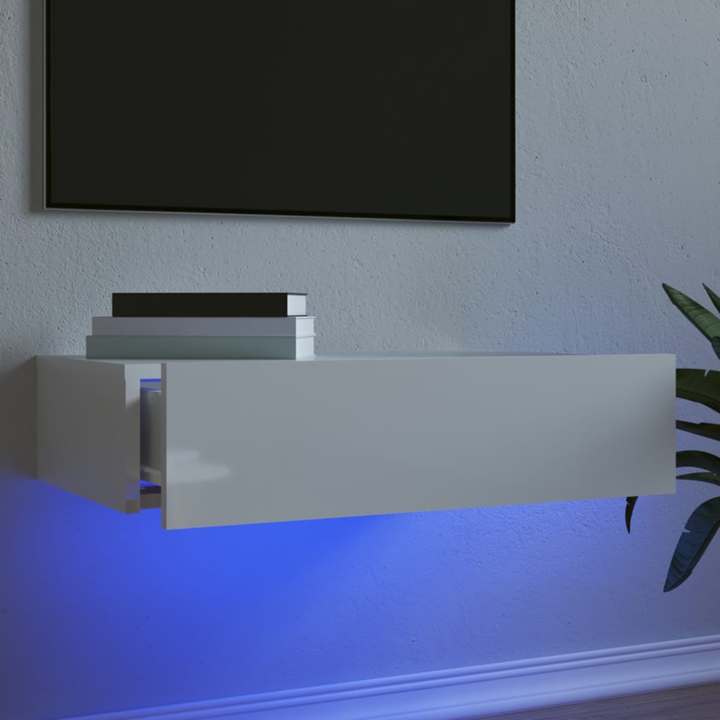 vidaXL Mueble de TV con luces LED blanco con brillo 60x35x15,5 cm