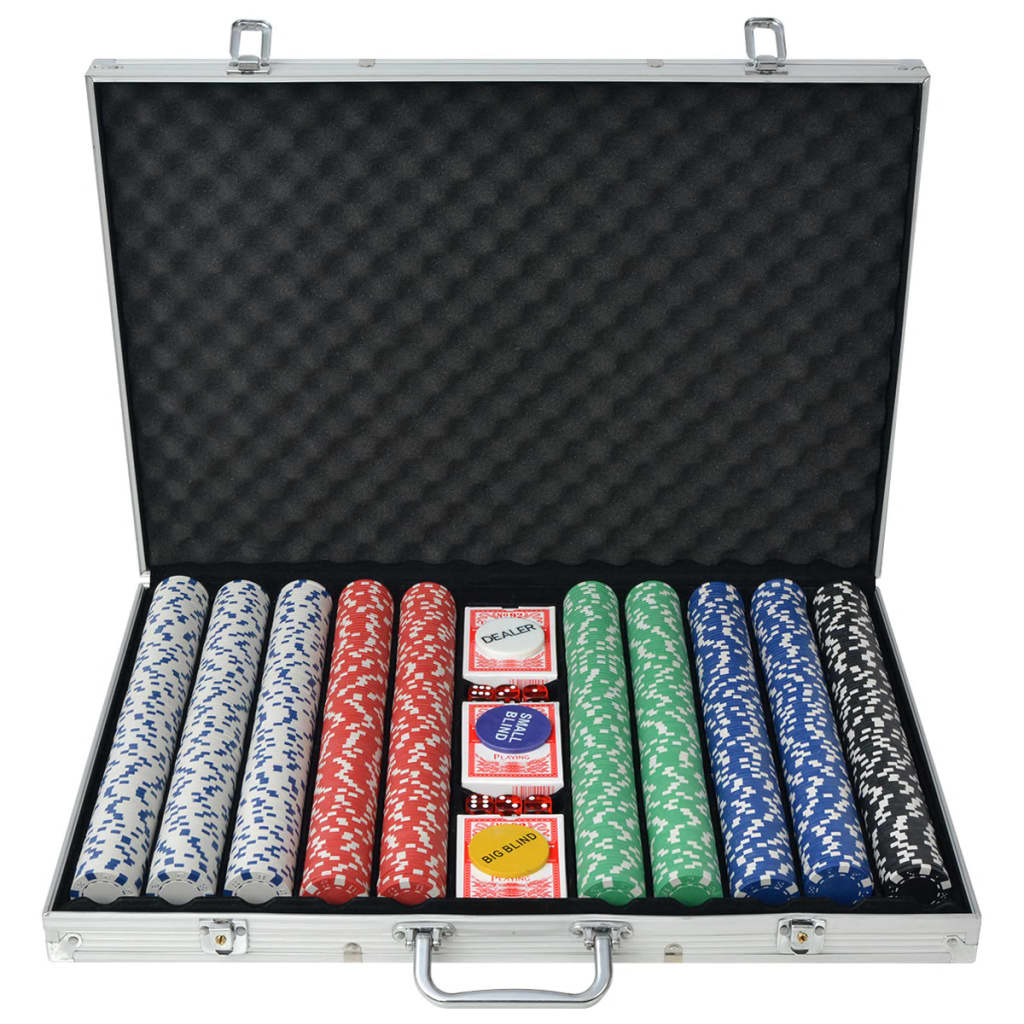 vidaXL Juego de Póker con 1000 fichas y maletín de aluminio