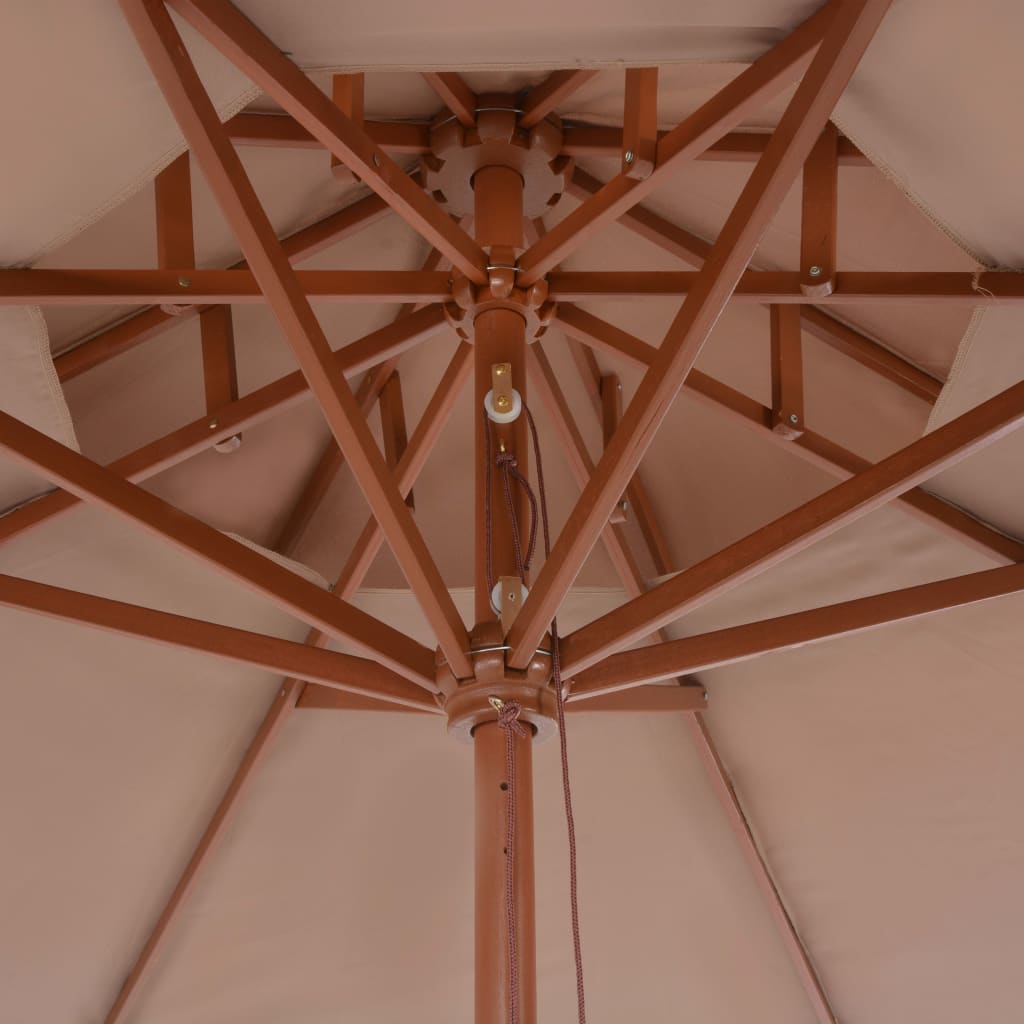vidaXL Sombrilla de dos pisos palo de madera 270 cm gris topo