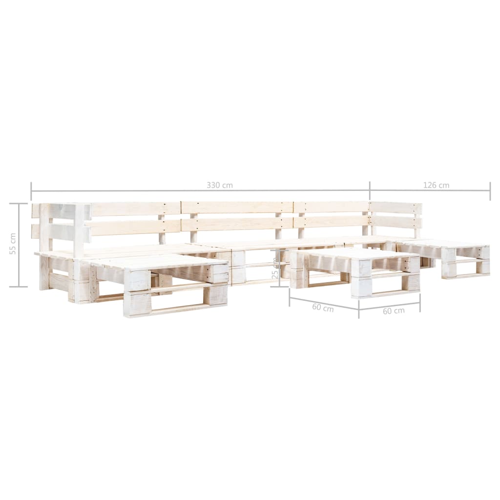 vidaXL Set de muebles de jardín de palets 6 piezas madera blanco