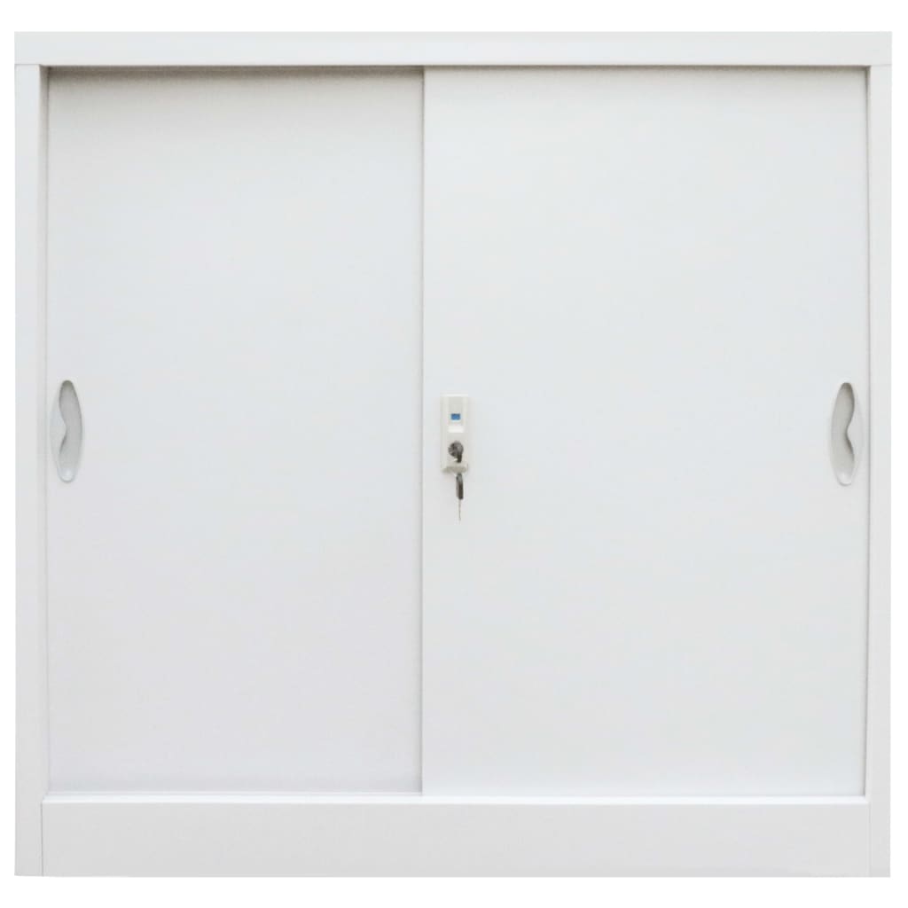 vidaXL Armario oficina con puertas correderas metal gris 90x40x90 cm