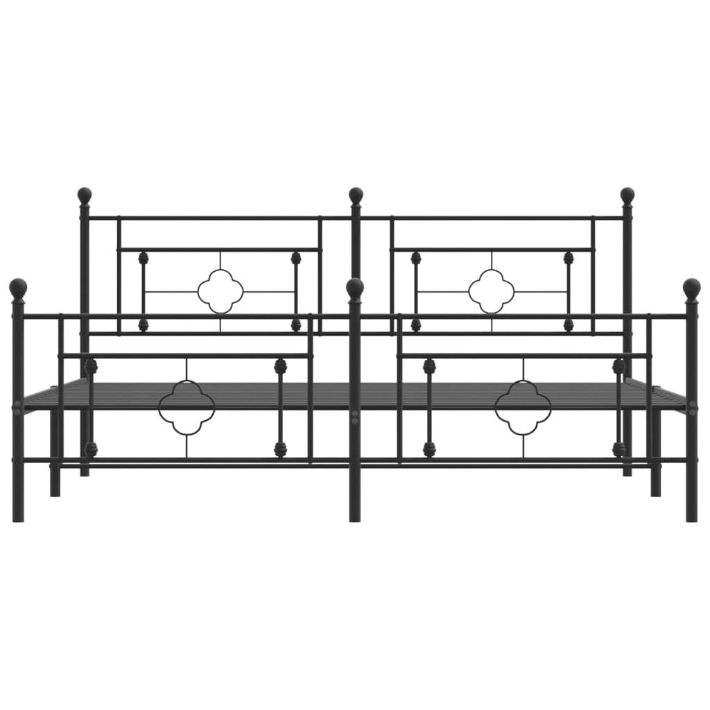 vidaXL Estructura de cama cabecero y pie de cama metal negro 180x200cm