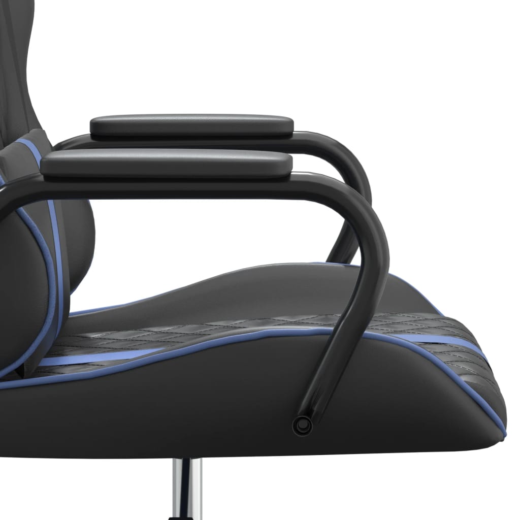 vidaXL Silla gaming con masaje cuero sintético azul y negro