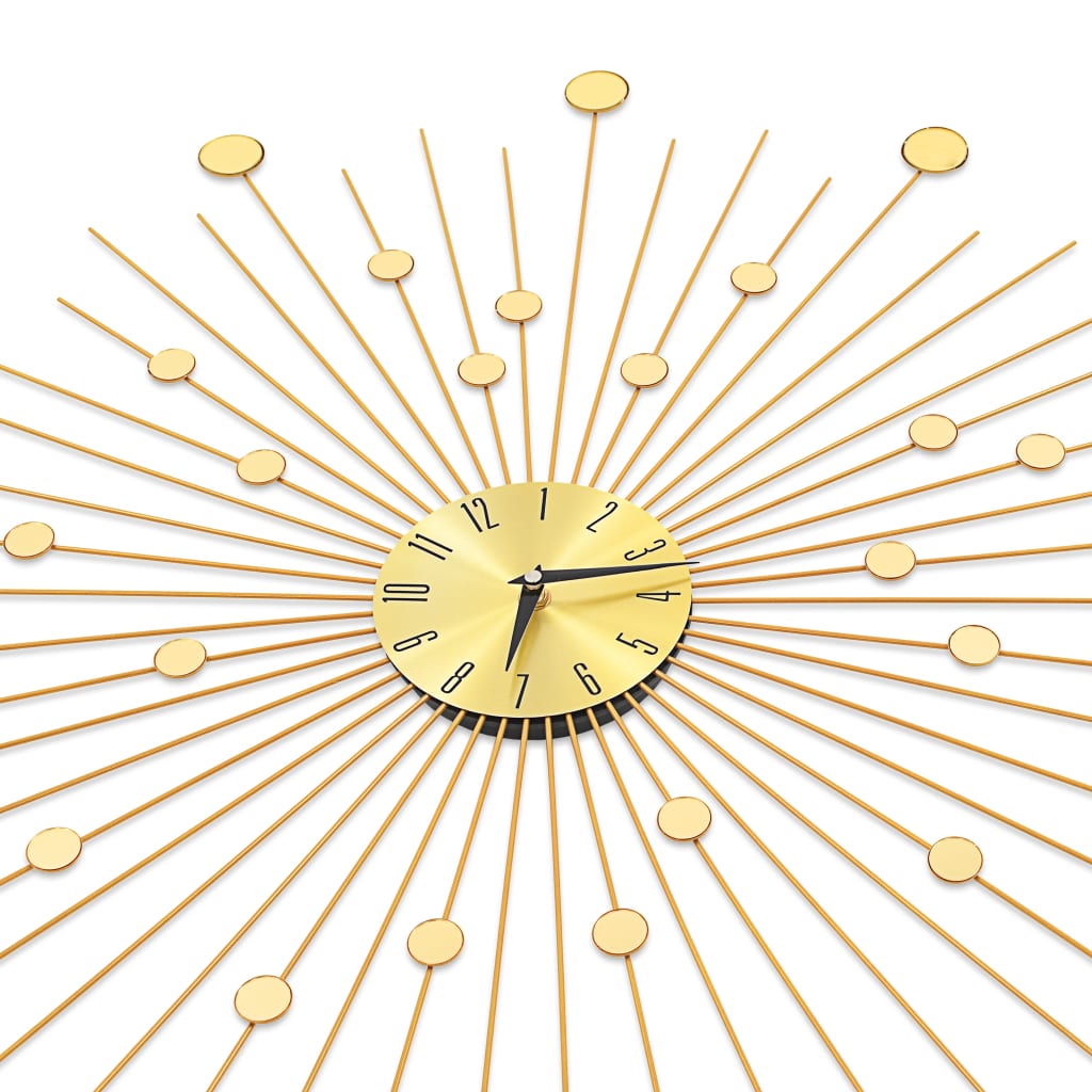 vidaXL Reloj de pared de metal dorado 70 cm