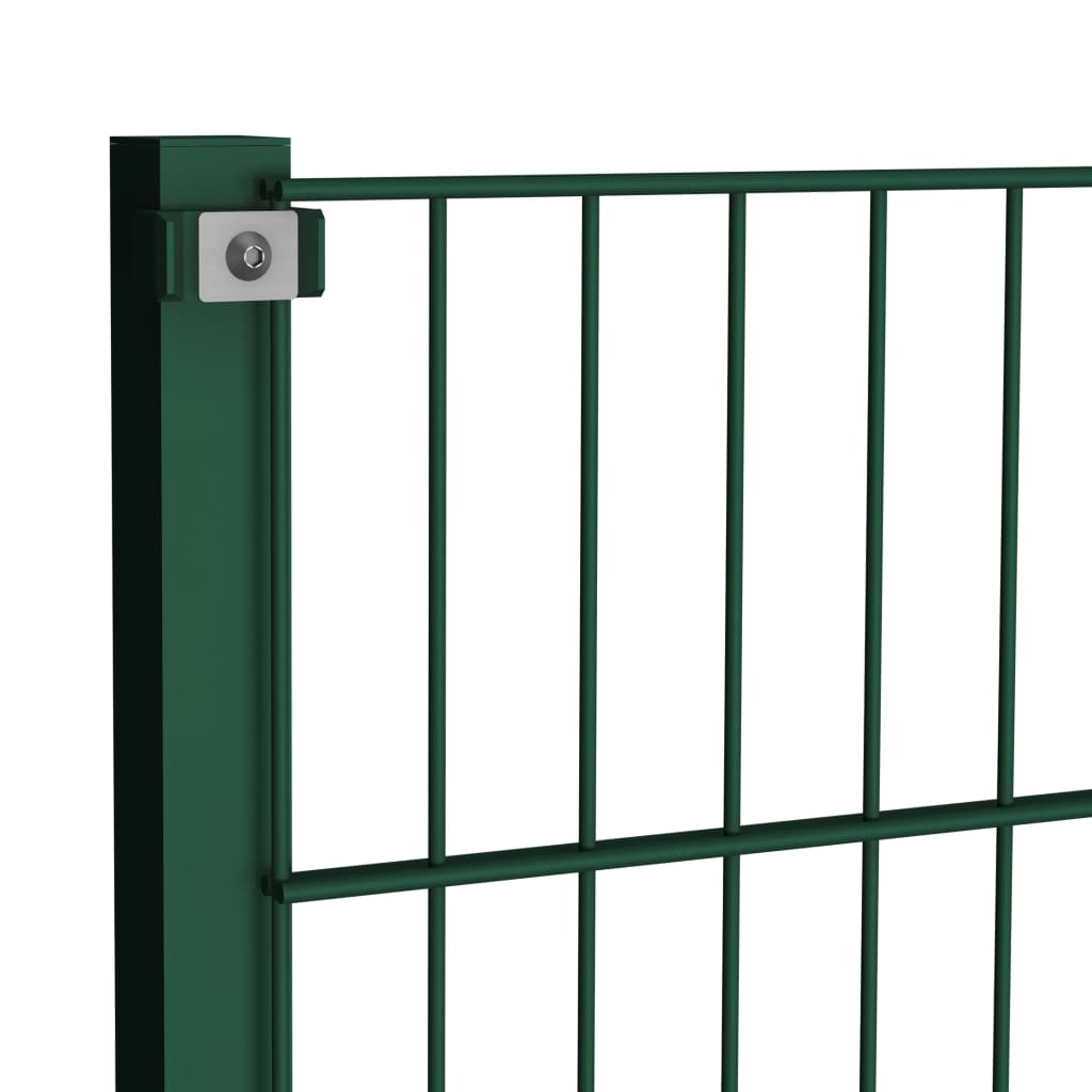 vidaXL Panel de valla con postes hierro verde 13,6x0,8 m