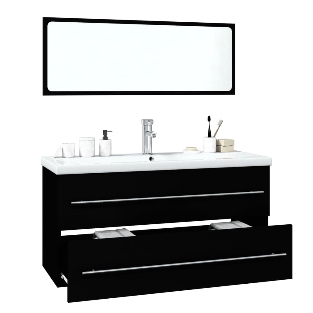 vidaXL Conjunto de muebles de baño madera contrachapada negro