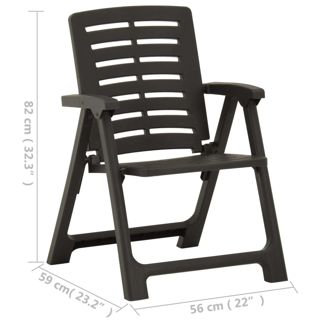 vidaXL Mesa y sillas bistró de jardín plegables 3 pzas plástico gris