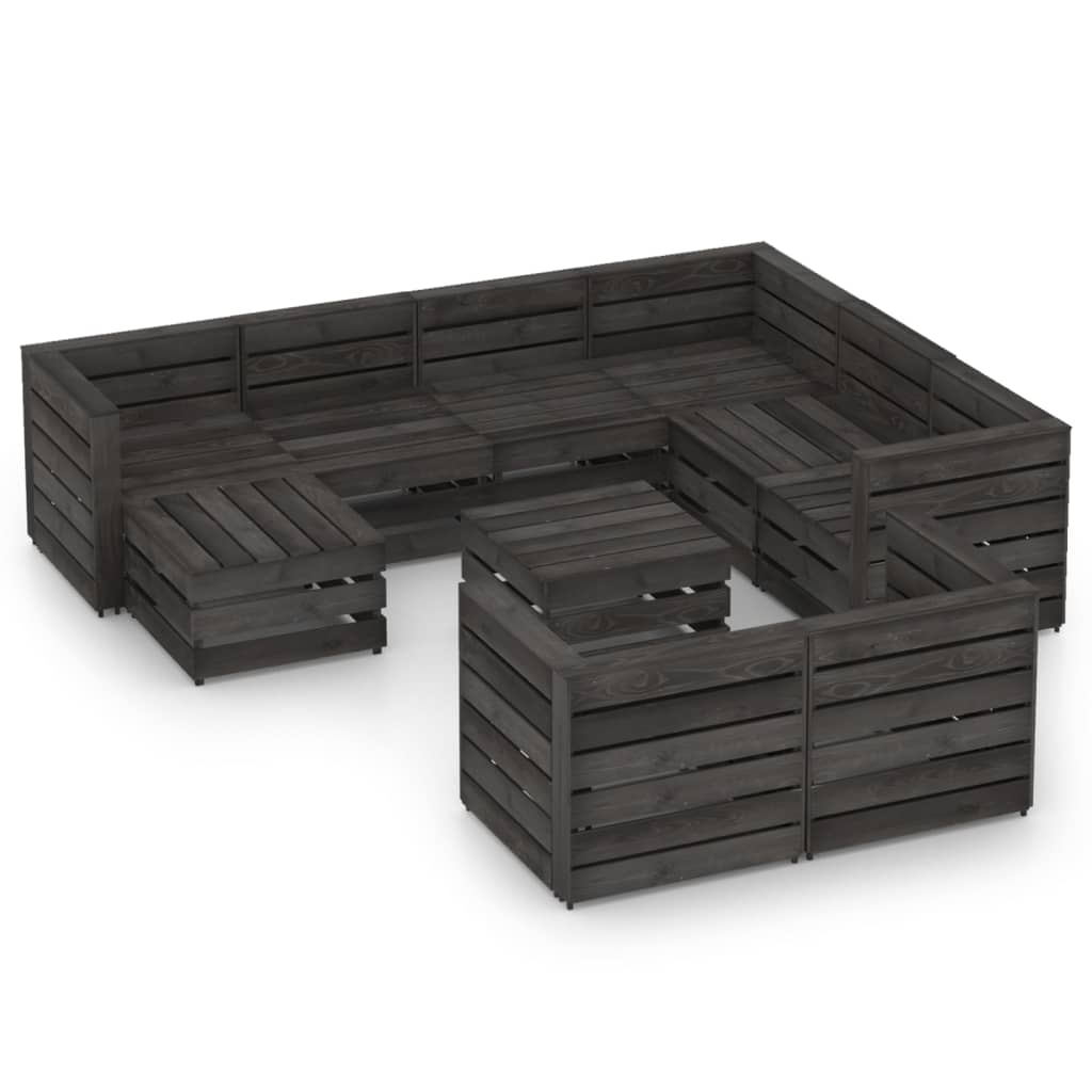 vidaXL Set de muebles de jardín 10 pzas madera de pino impregnada gris