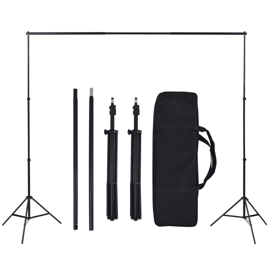 vidaXL Kit de estudio fotográfico con soporte, luces y fondos