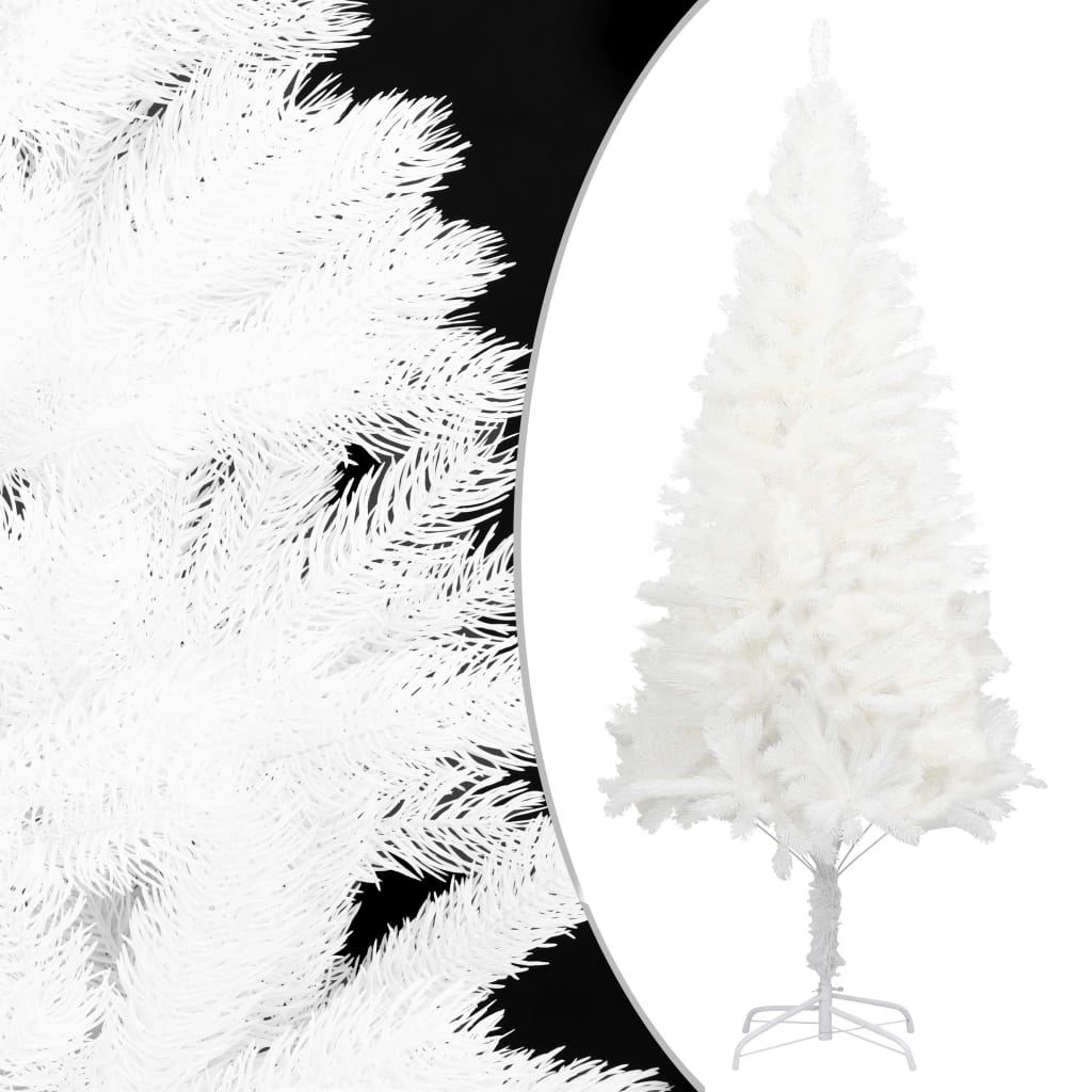 vidaXL Árbol artificial de Navidad con hojas realistas blanco 210 cm