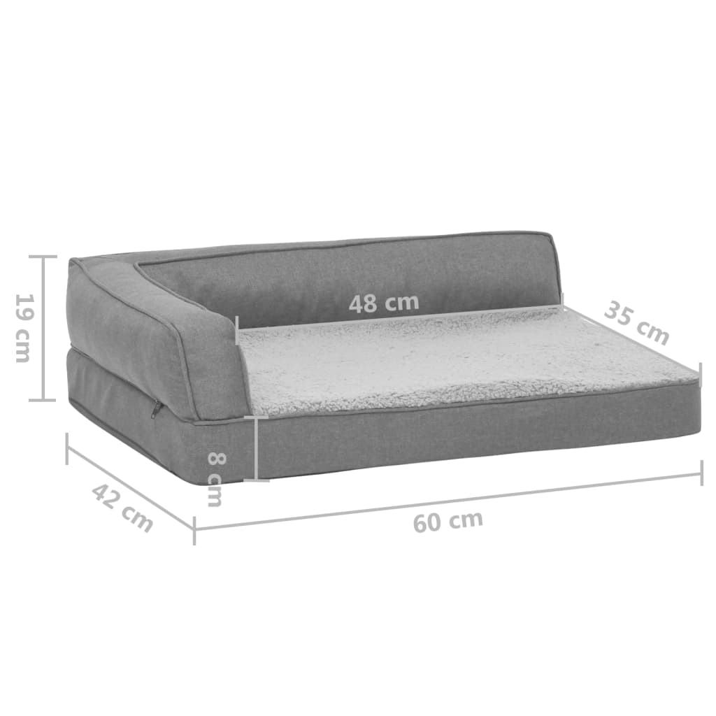 vidaXL Colchón de cama de perro ergonómico aspecto lino gris 60x42cm