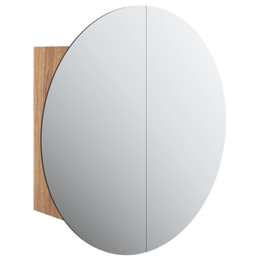 vidaXL Armario de baño con espejo redondo y LED roble 47x47x17,5 cm