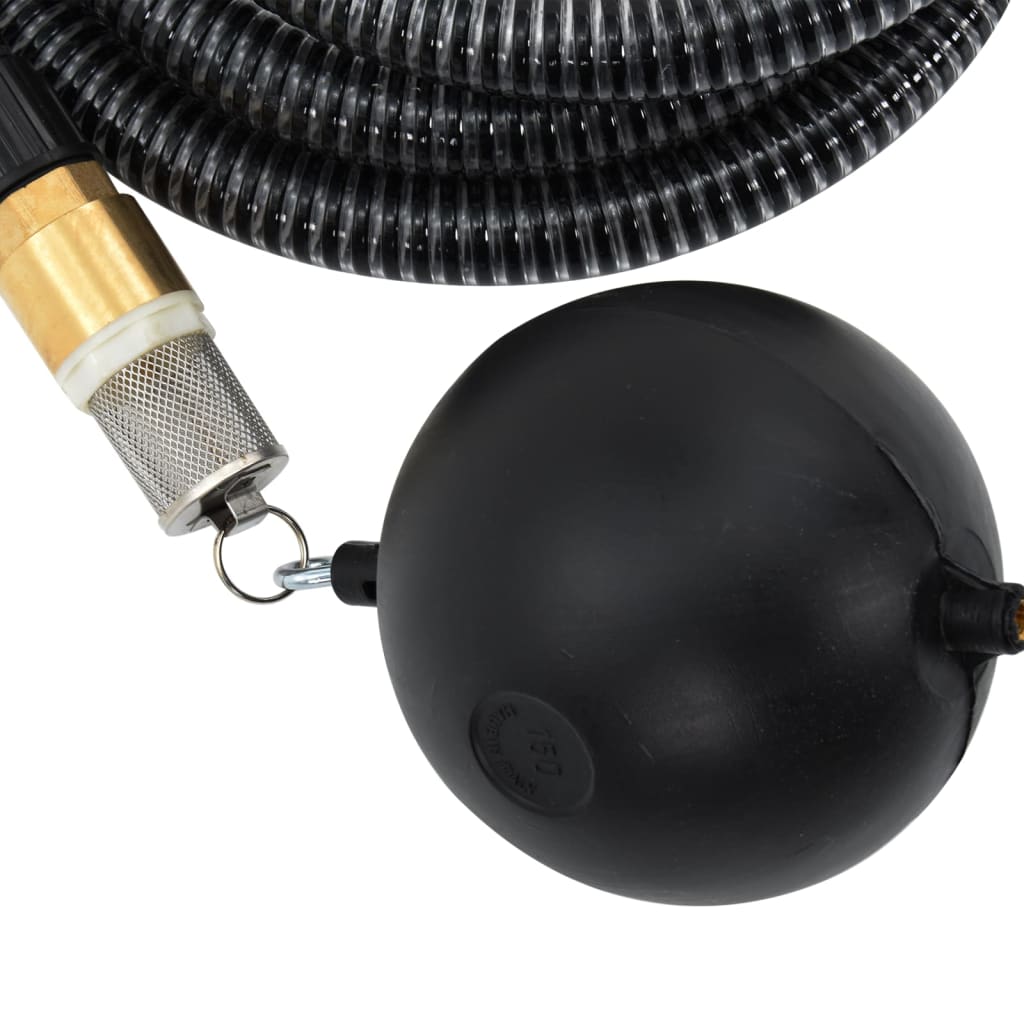 vidaXL Manguera de succión con conectores de latón PVC negro 29 mm 25m