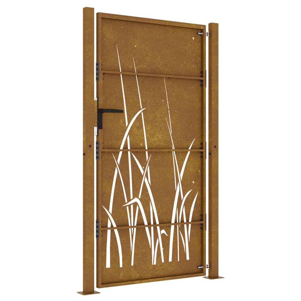 vidaXL Puerta de jardín acero corten diseño hierba 105x180 cm