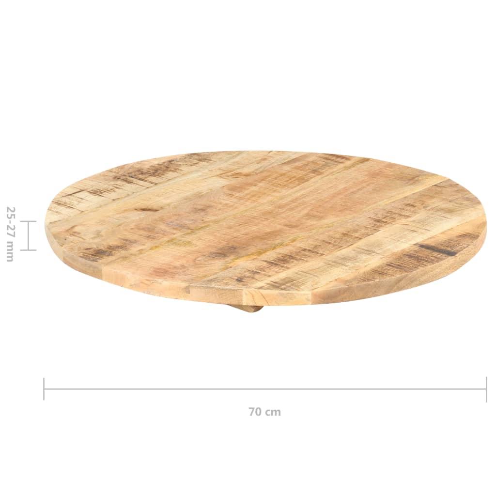 vidaXL Superficie de mesa redonda madera maciza de mango 25-27 mm 70cm