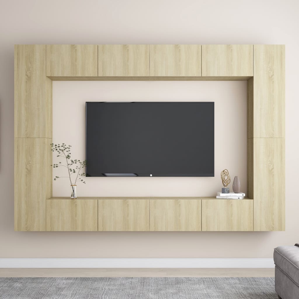 vidaXL Set de muebles salón TV 8 pzas madera ingeniería roble Sonoma