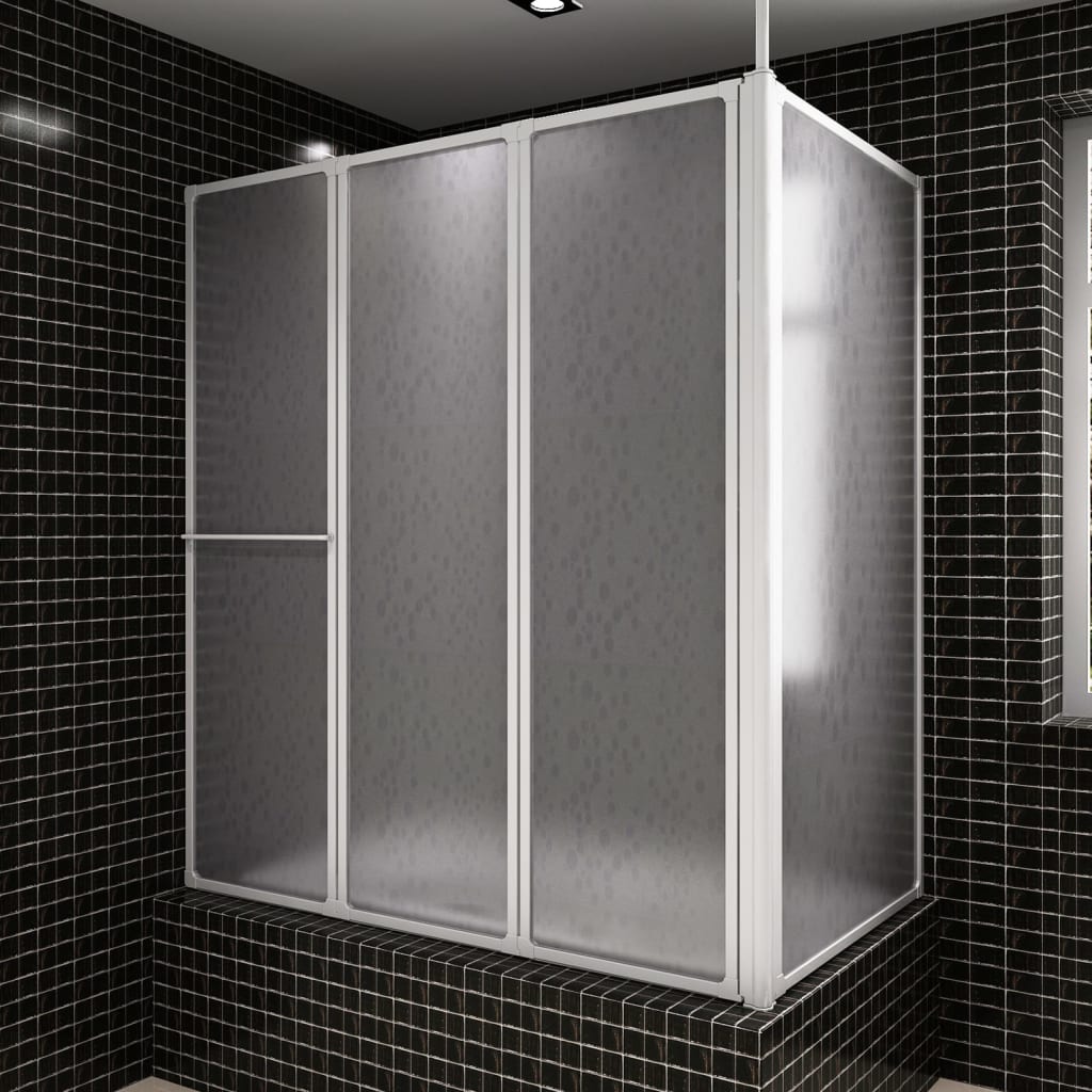 Mampara de ducha de pared en forma L 4 paneles plegables 70x120x137 cm