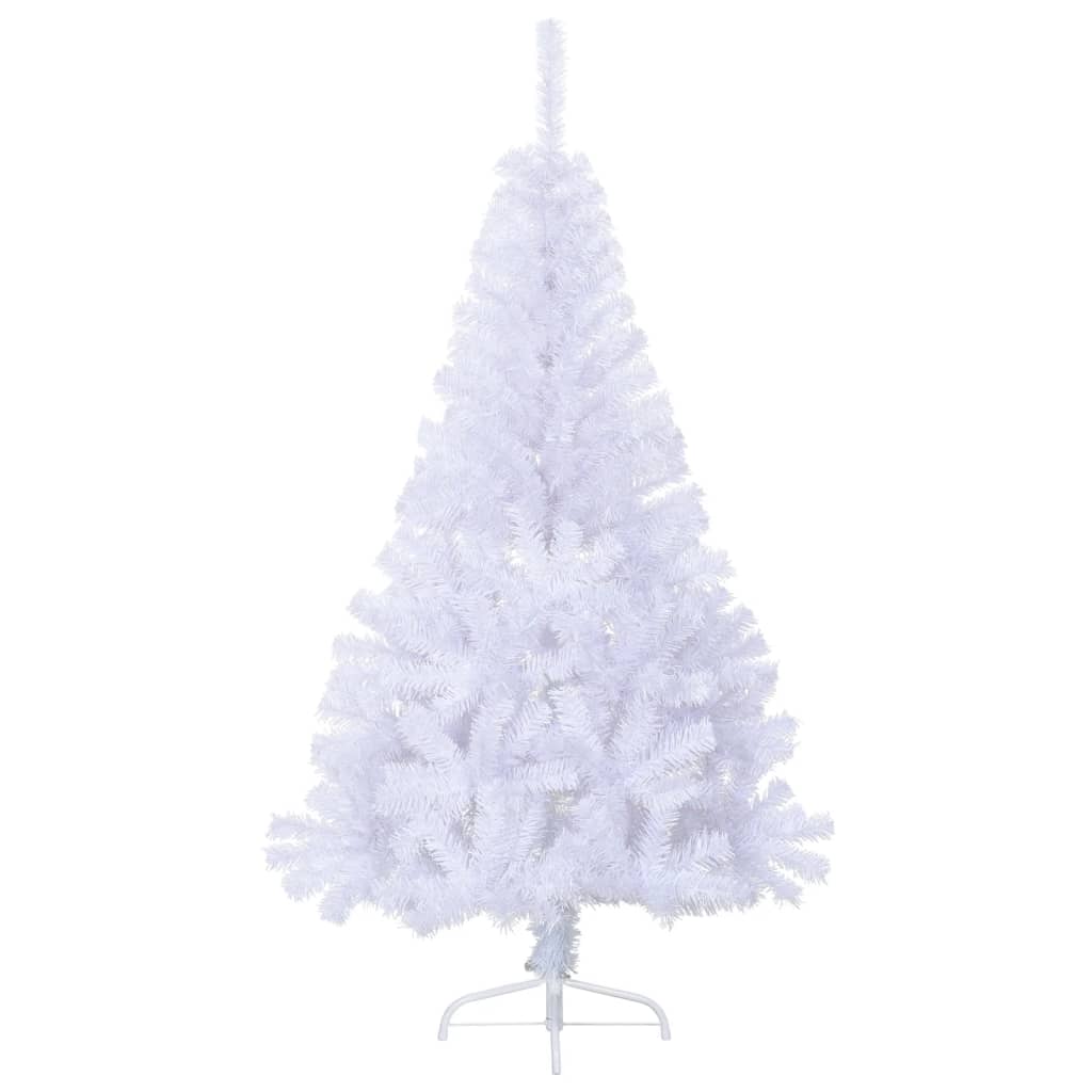 vidaXL Medio árbol de Navidad artificial con soporte PVC blanco 120 cm