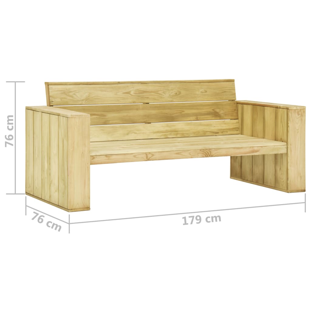 vidaXL Set muebles de jardín y cojines 2 pzas madera pino impregnada
