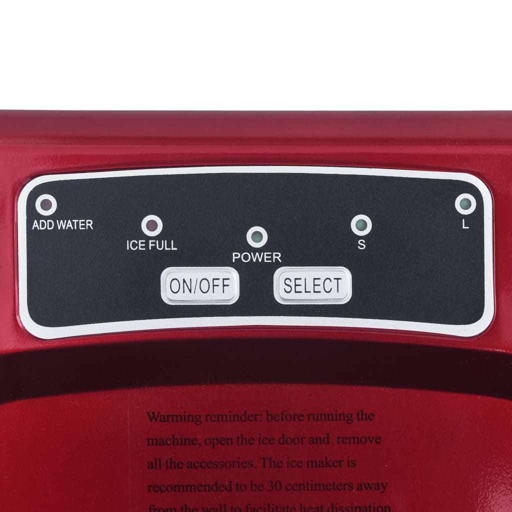 vidaXL Máquina para hacer cubitos de hielo rojo 1,4 L 15 kg / 24 h