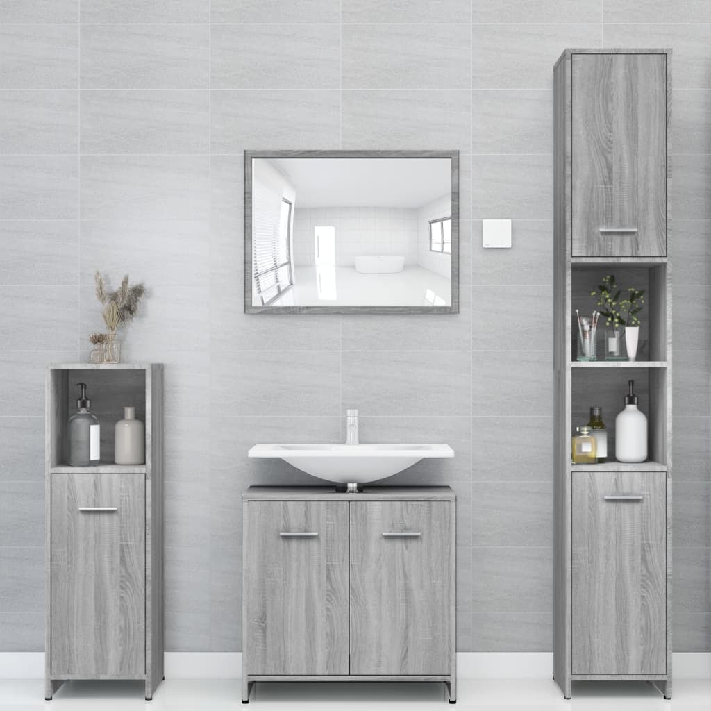 vidaXL Armario de baño madera contrachapada gris Sonoma 30x30x183,5 cm