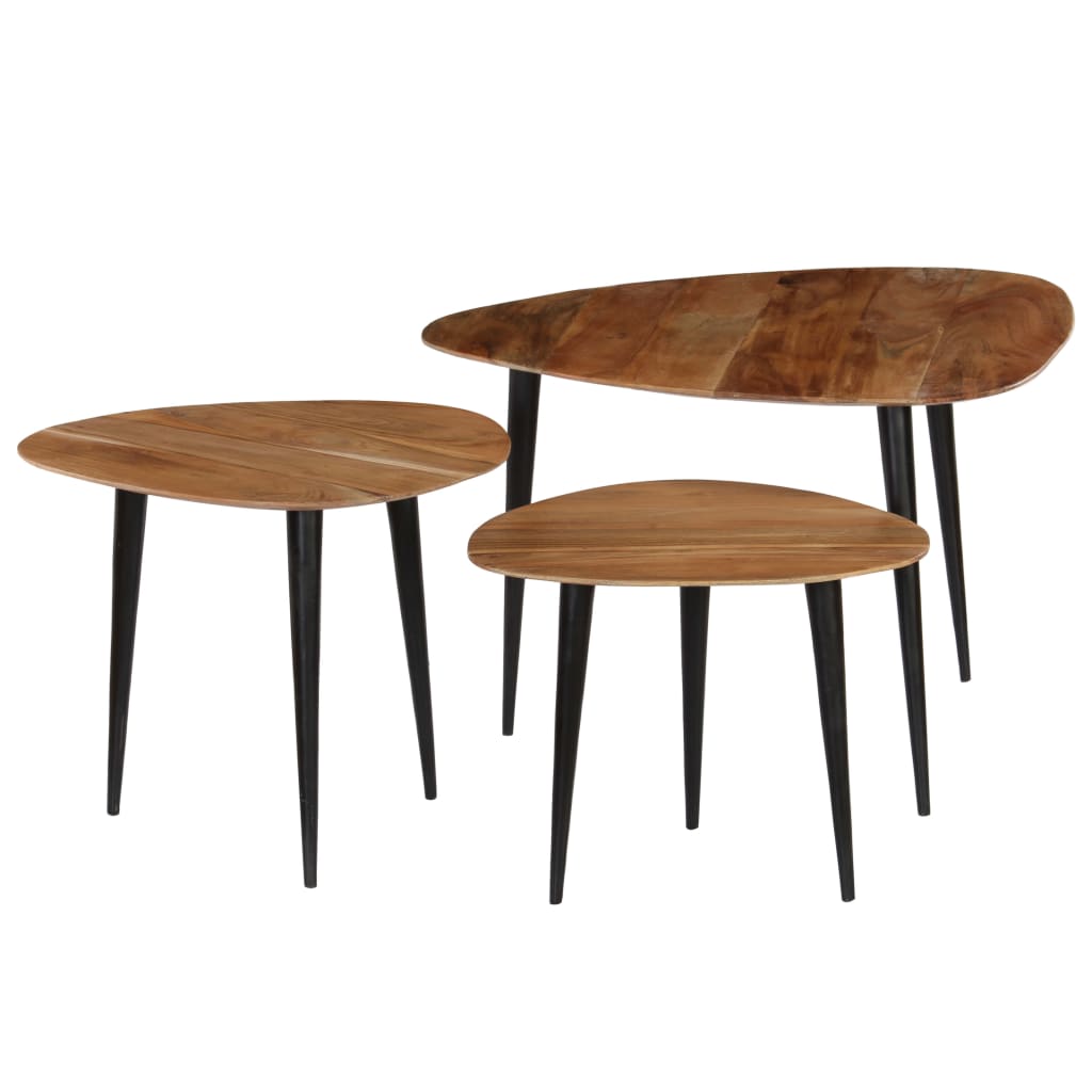vidaXL Juego de mesas de centro 3 piezas madera de acacia maciza