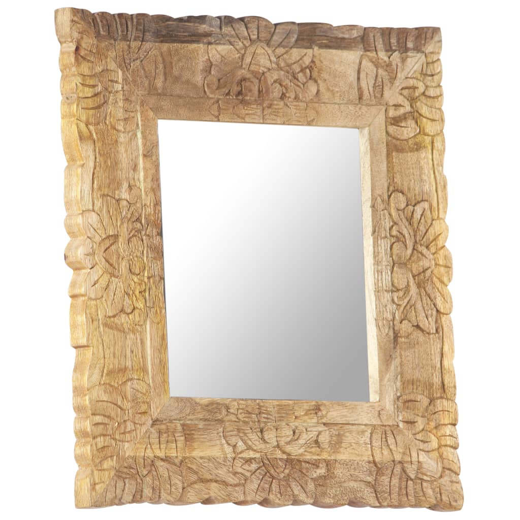 vidaXL Espejo de madera maciza de mango 50x50 cm