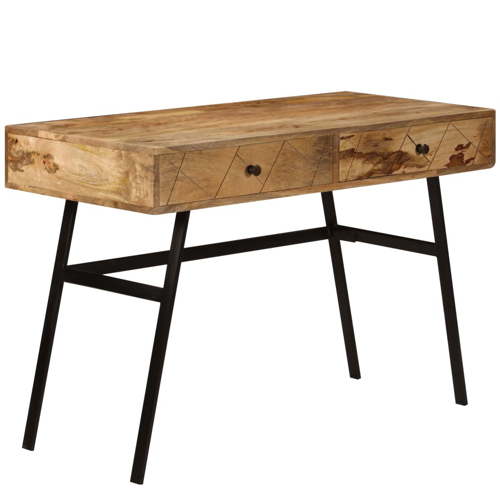vidaXL Mesa de escritorio con cajones madera mango maciza 110x50x76 cm