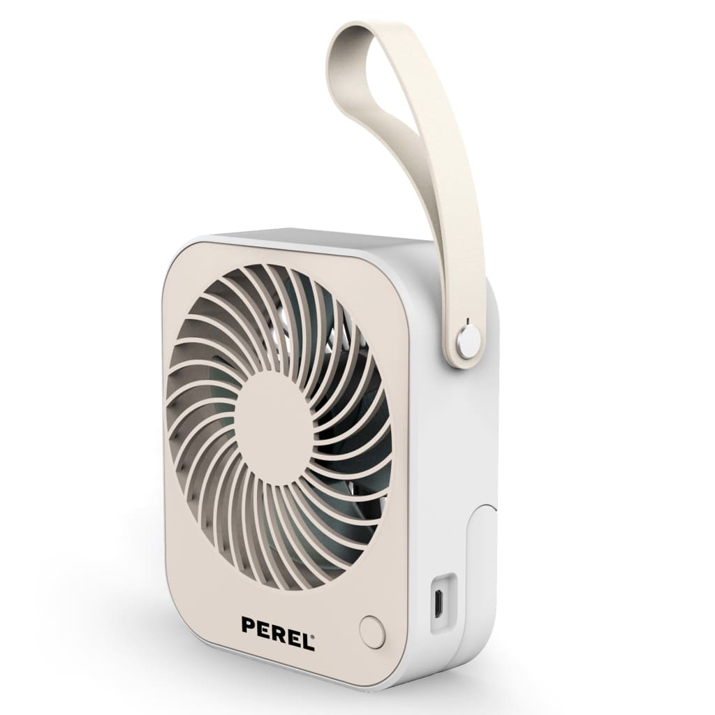 Perel Ventilador USB portátil color crema y blanco