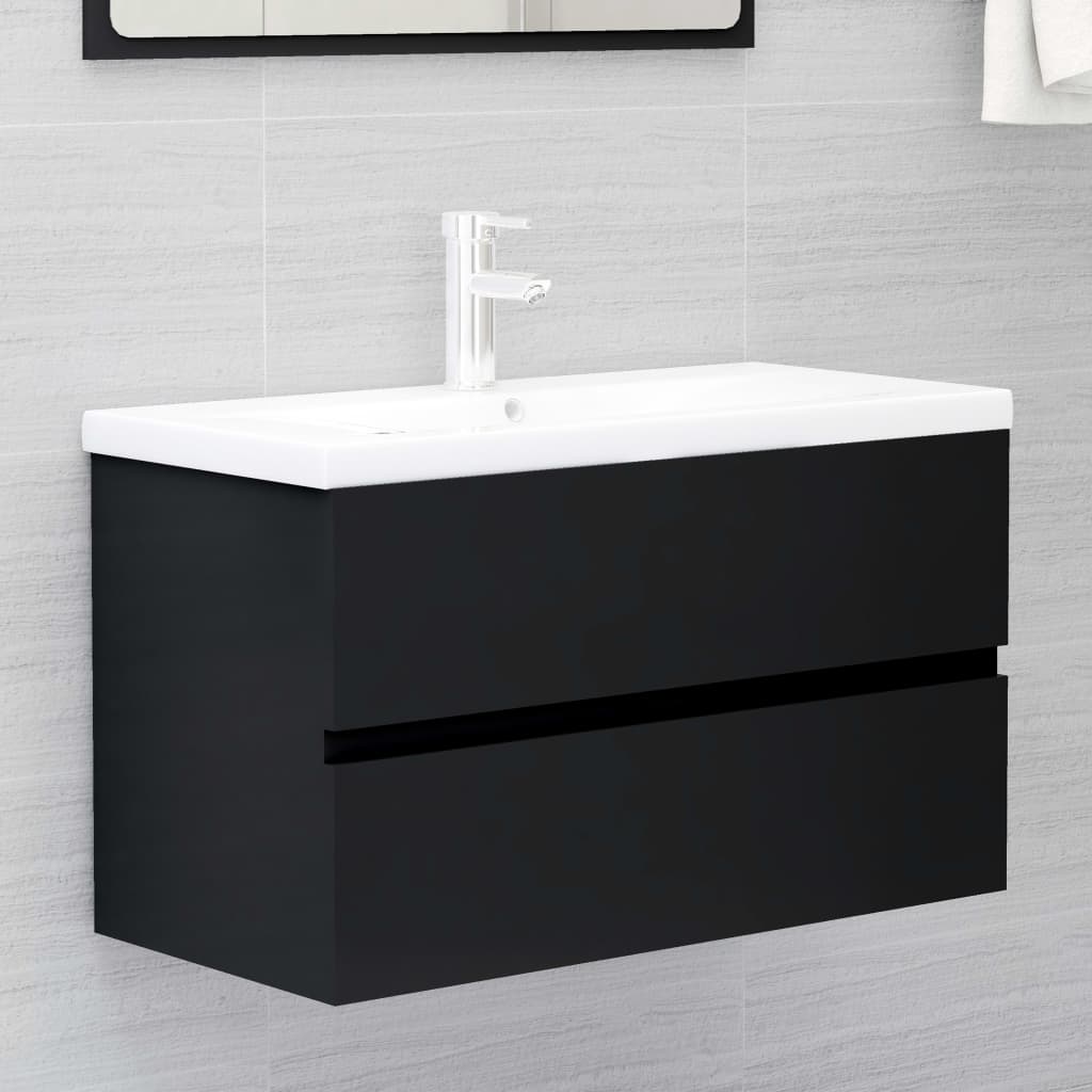 vidaXL Mueble de lavabo madera de ingeniería negro 80x38,5x45 cm