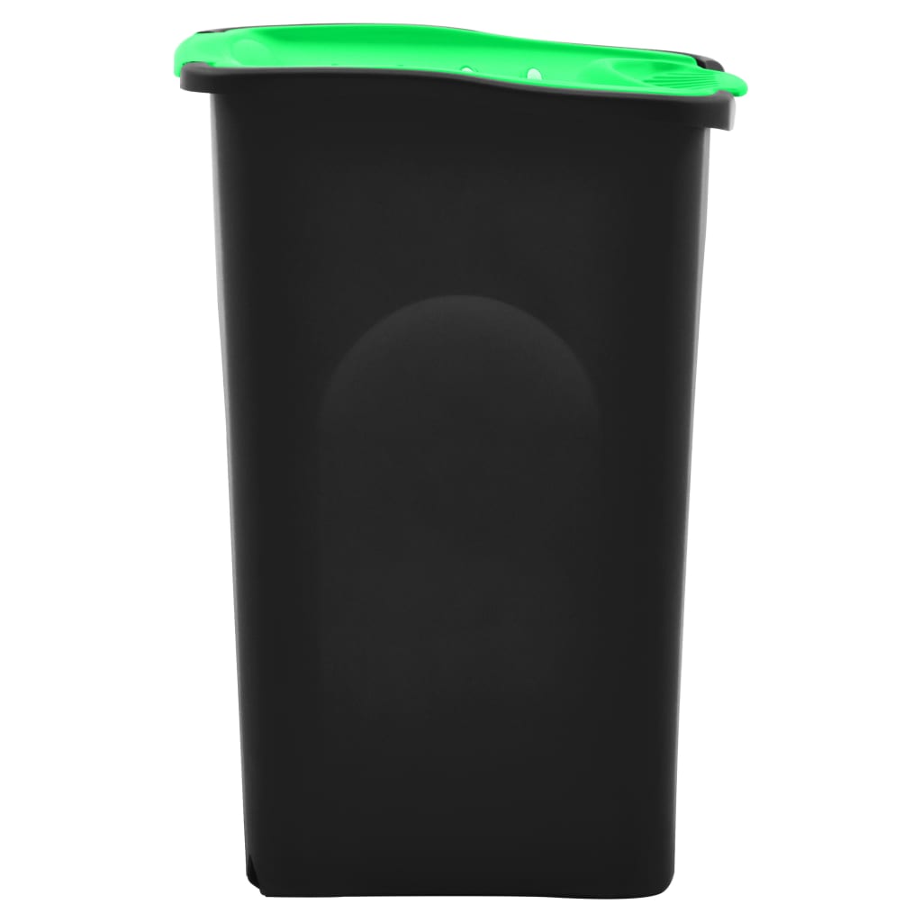 vidaXL Cubo de basura con tapa de bisagra negro y verde 50 L
