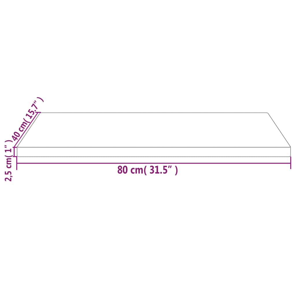 vidaXL Tablero de escritorio madera maciza de pino blanco 80x40x2,5 cm