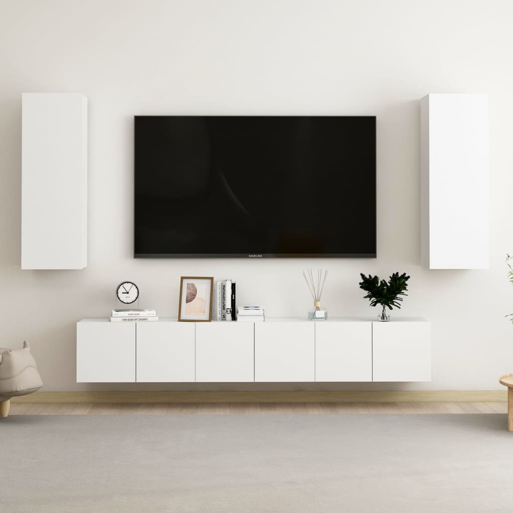 vidaXL Juego de mueble para TV de 5 piezas madera de ingeniería blanco