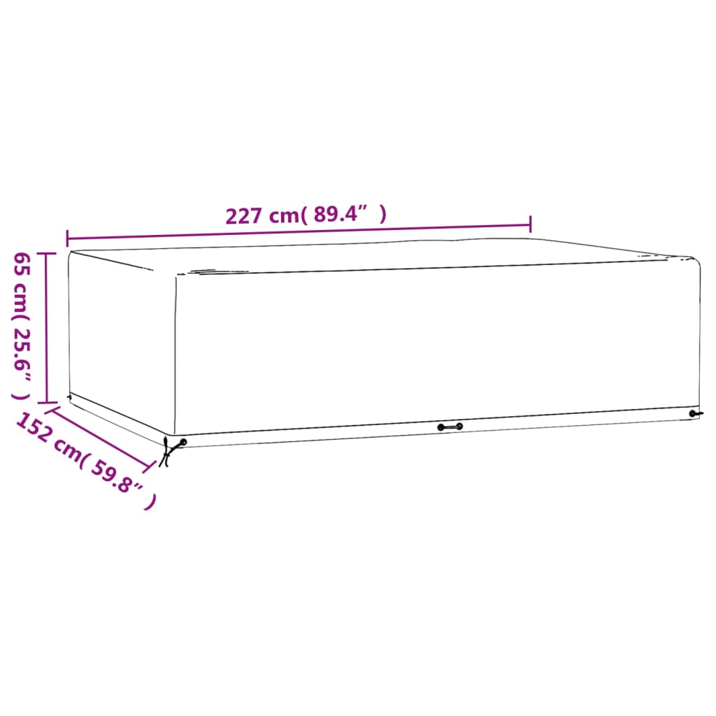 vidaXL Funda para muebles de jardín 12 ojales rectangular 227x152x65cm