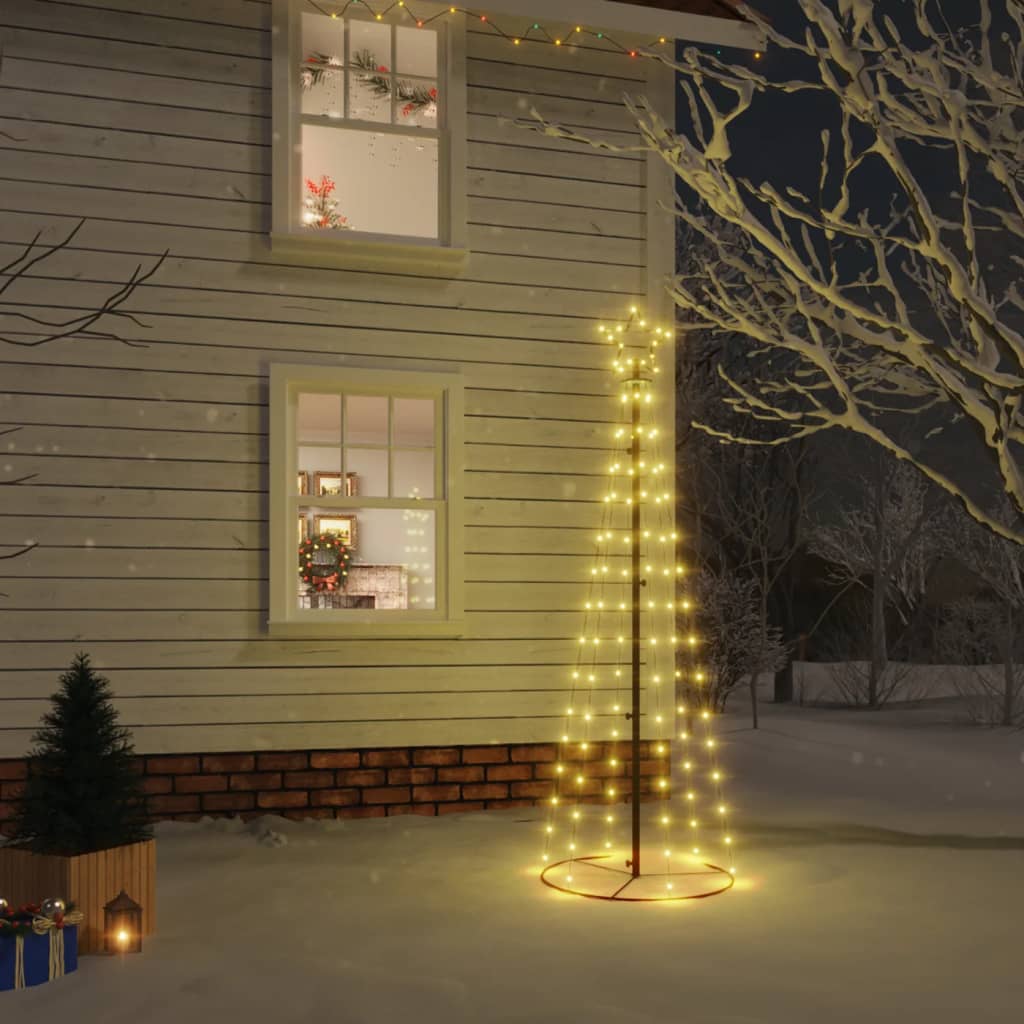 vidaXL Árbol de Navidad cónico 108 LED blanco cálido 70x180 cm