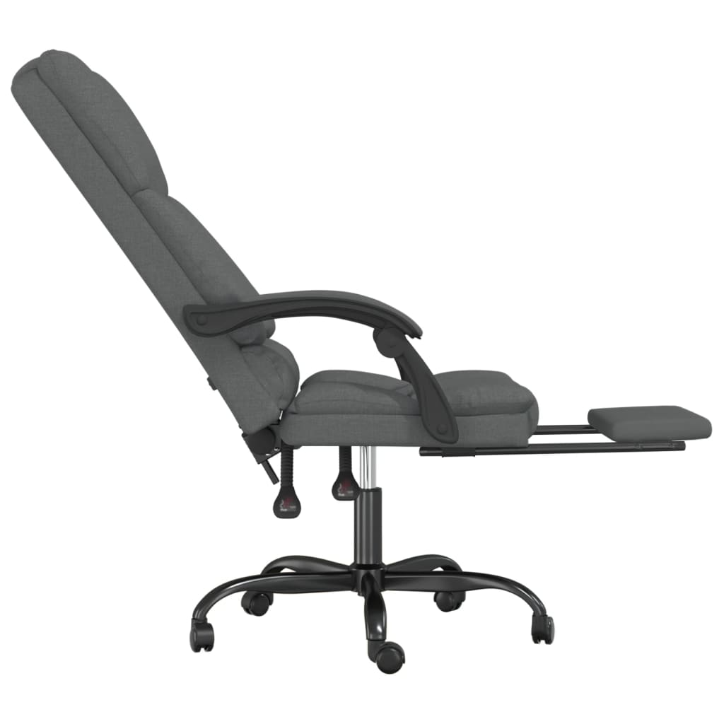 vidaXL Silla de oficina reclinable con masaje de tela gris oscuro