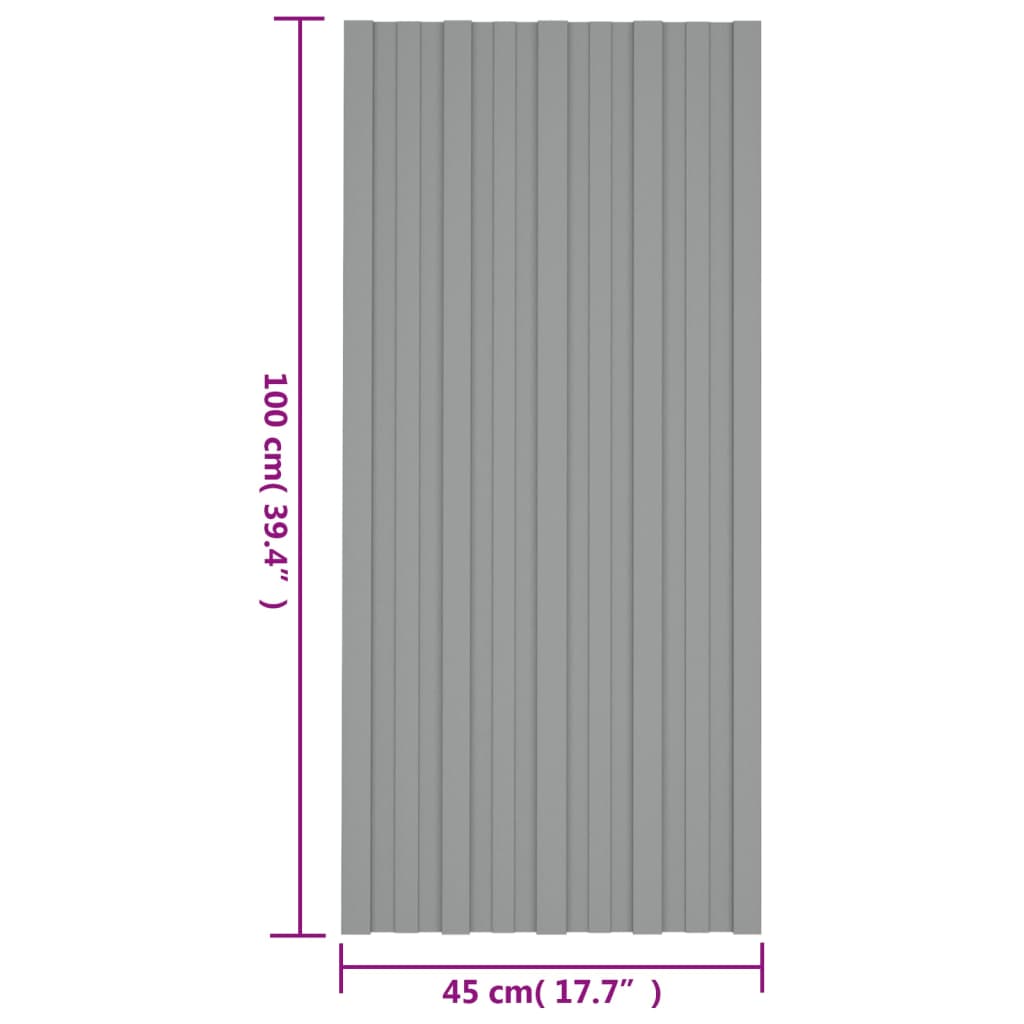 vidaXL Panel para tejado acero galvanizado gris 12 unidades 100x45 cm