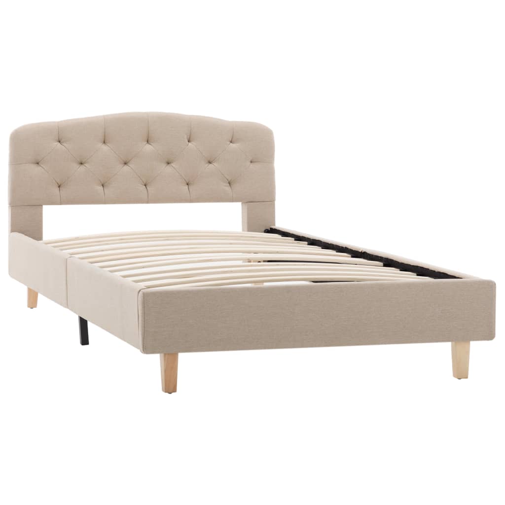 vidaXL Estructura de cama de tela beige 100x200 cm