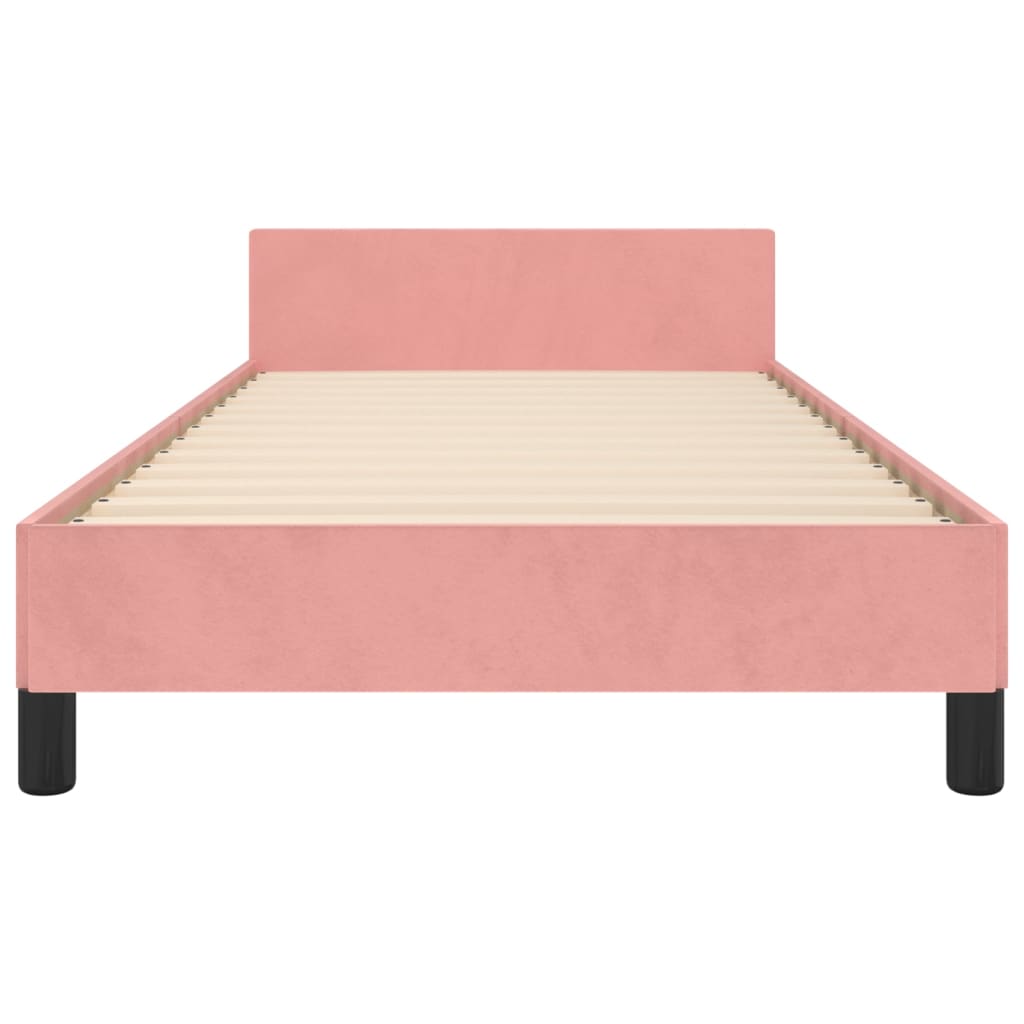 vidaXL Estructura de cama con cabecero de terciopelo rosa 90x190 cm