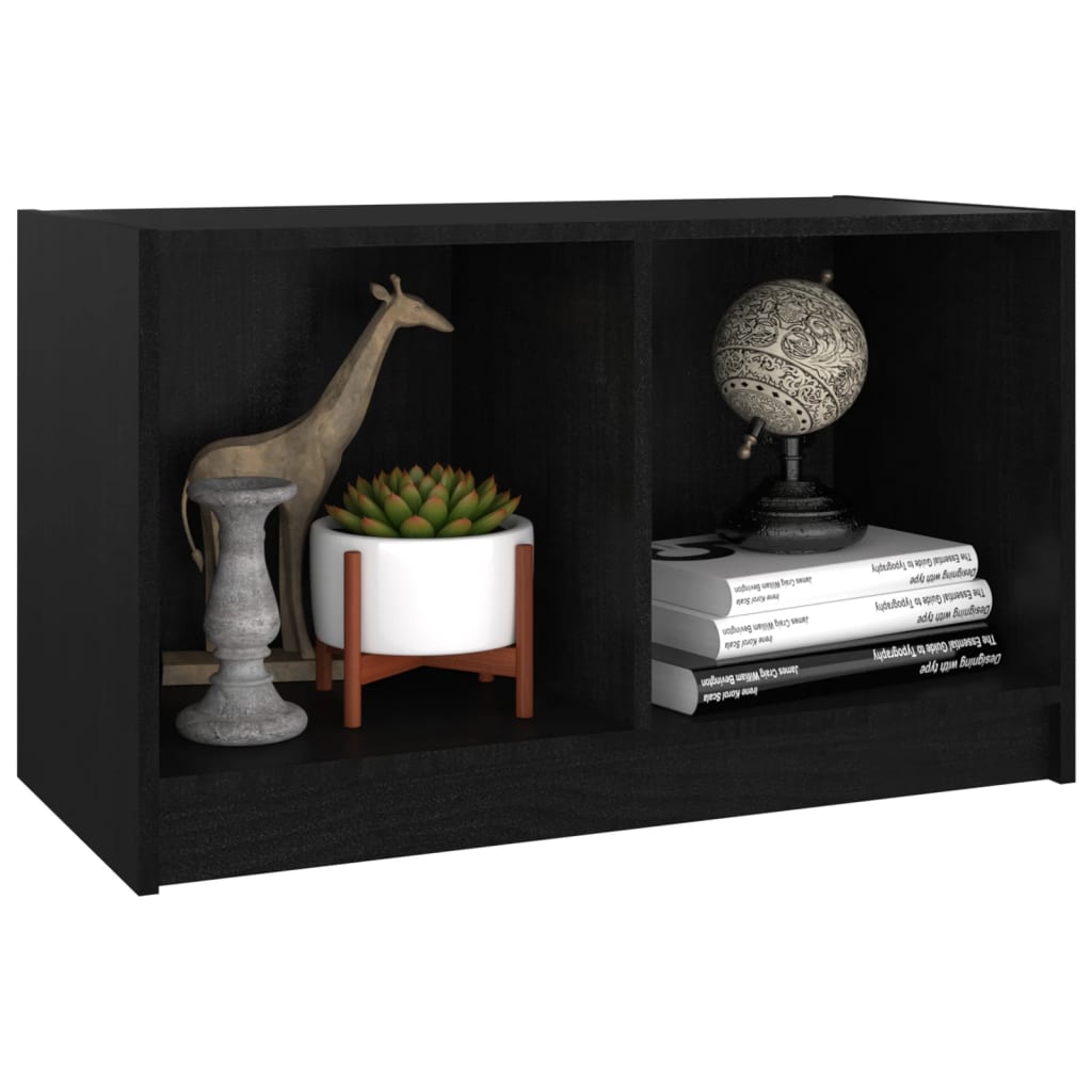 vidaXL Mueble de TV de madera maciza de pino negro 70x33x42 cm
