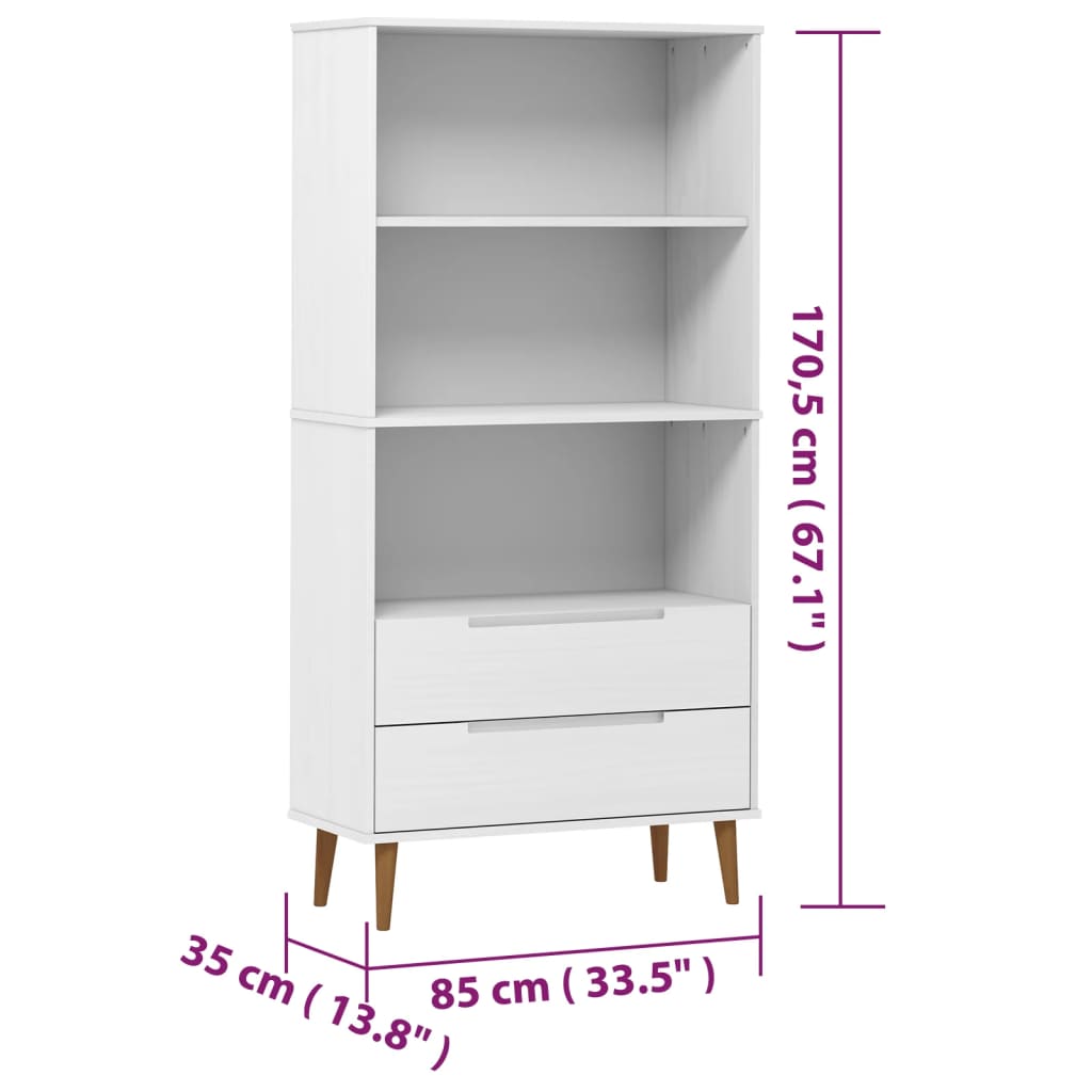 vidaXL Librería MOLDE madera maciza de pino blanco 85x35x170,5 cm