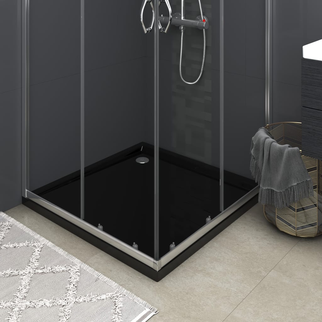 vidaXL Plato de ducha cuadrado de ABS negro 80x80 cm
